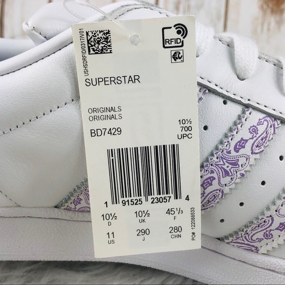 Adidas Superstar Paisley Purple White Sneakers - Picture 8 of 9